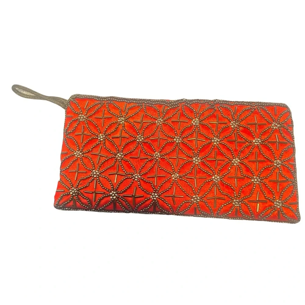 Hand Made Thailand Red Beaded Clutch
